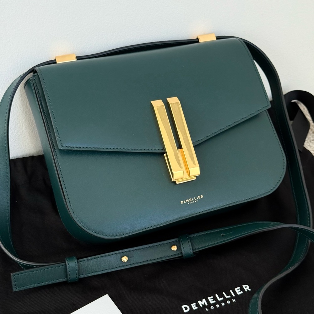 DeMellier AUTHENTIC! MEDIUM SIZE, NOT SMALL! Forest Green Crossbody/Shoulder Bag - Picture 7 of 16